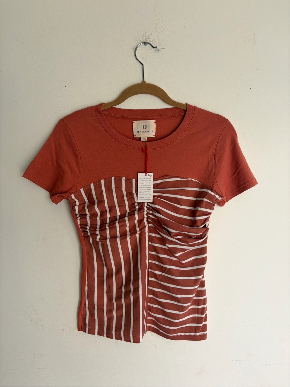 NWT! MADEWELL Rentrayage Upcycled Ruched Tee Size Medium - Picture 6 of 8